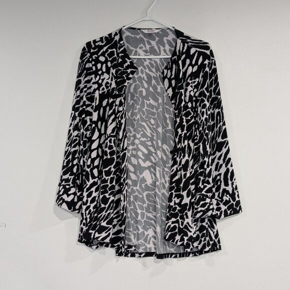 TanJay Animal Print Caridgan Blazer Black White Size 1X - Picture 1 of 3